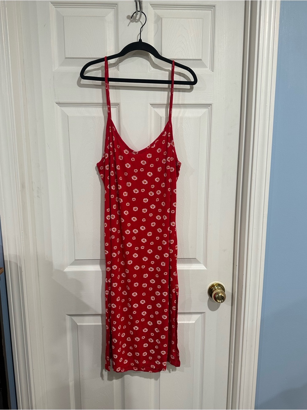 PrettyLittleThing Red Floral Print Slip Midi Dress